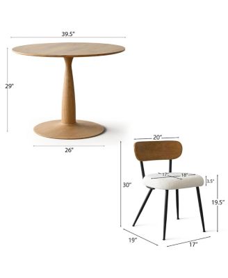 5-Piece 39.5 Inch Round Dining Set with Wood-Look Table and 4 Boucle Upholstered Chairs with Wood Back and Black Metal Legs-Maison Boucle