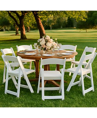 4 Pack Resin Folding Chairs with Padded Seats - Indoor/Outdoor