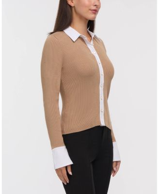 Women's Rib Shirt with Poplin Trims