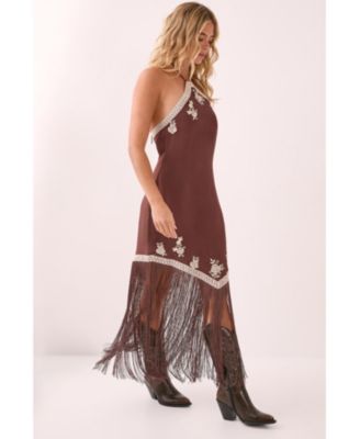 Women's Halter Neck Tassel Mini Dress