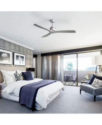 60-inch Modern Sliver 3-Blade Solid Wood Ceiling Fan Without Light With 6-Speed Remote Control and Forward Reverse Function For Indoor