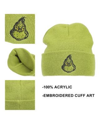Men's Embroidery Green Acrylic Yarn Standard Cuff Beanie