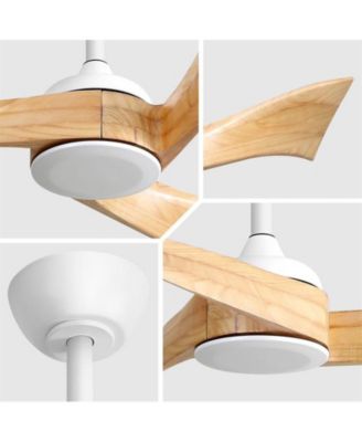 52" Modern White Ceiling Fan with 3 Wood Blades, 6-Speed Remote, and Reversible Motor for Bedrooms, Living Rooms & Kitchens.