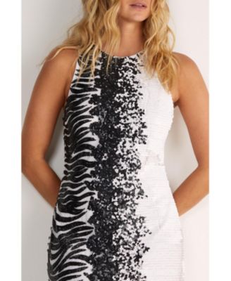 Women's Zebra Ombre Sequin Mini Dress