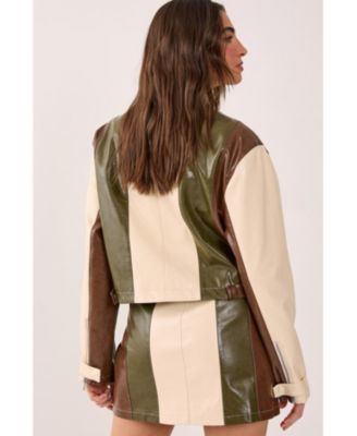 Women's Panelled Faux Leather Biker Jacket