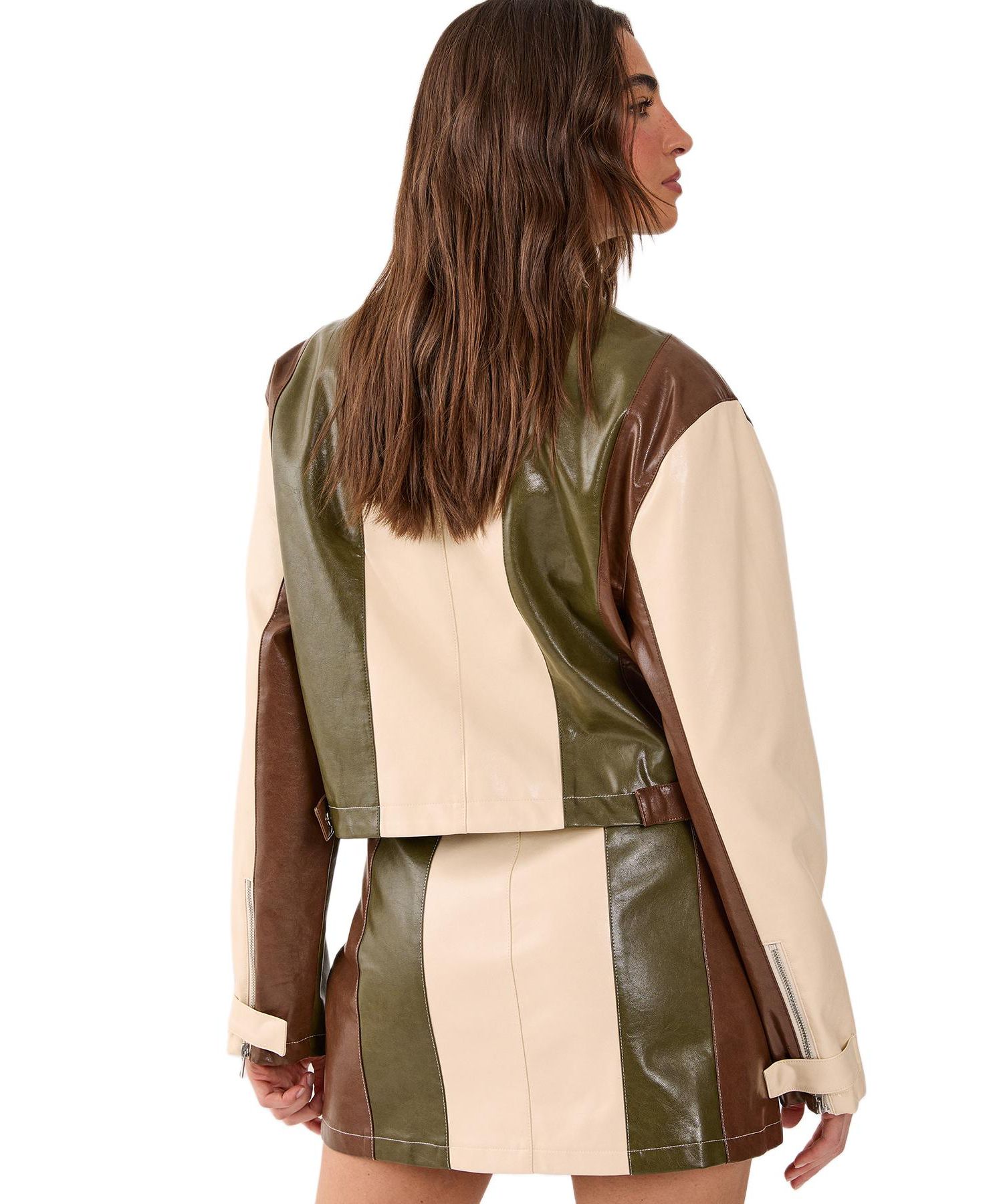 Women's Panelled Faux Leather Biker Jacket