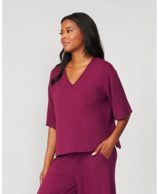 Women's V-Neck Kimono Ultra Soft Terry Top