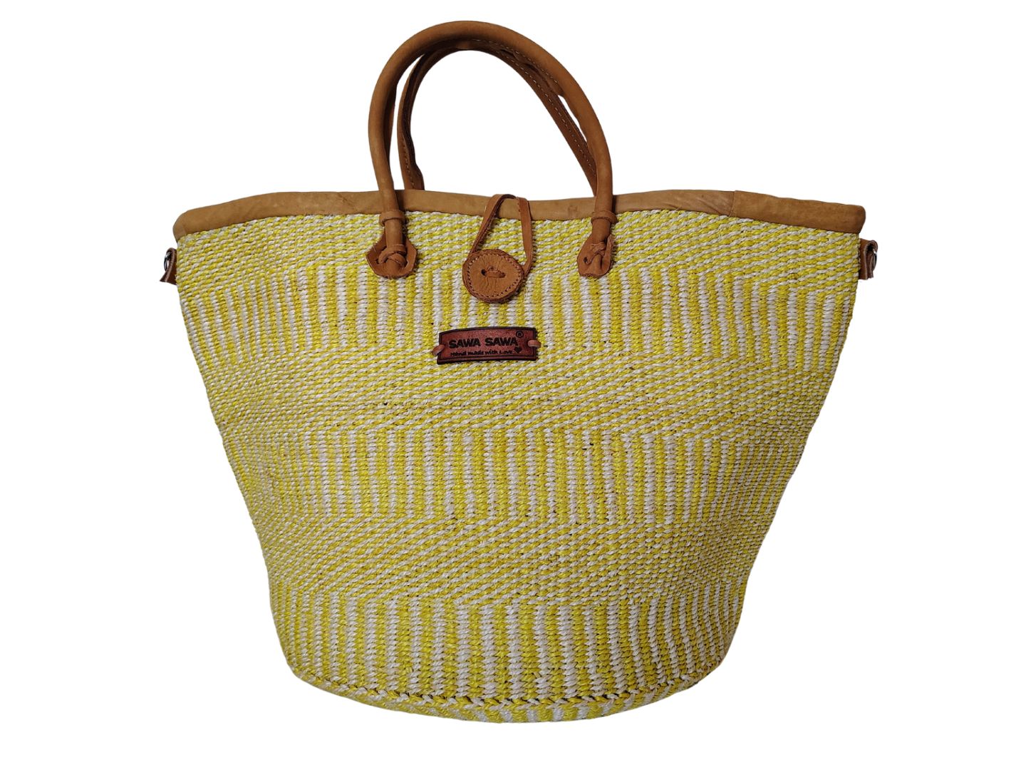 Женская сумка SAWA SAWA Golden Glow Warmth Handmade Sisal Straw Summer Basket Tote, цвет: Жёлтый / Белый — фото 1