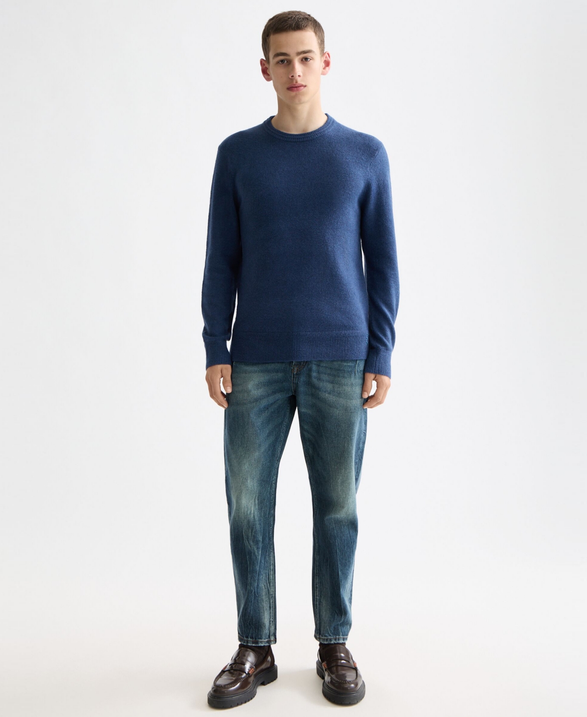 Scotch & Soda Men's Solid Crew Neck Sweater In Blue