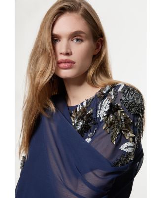 Women's Floral 3D Cape Sleeve Maxi Dress