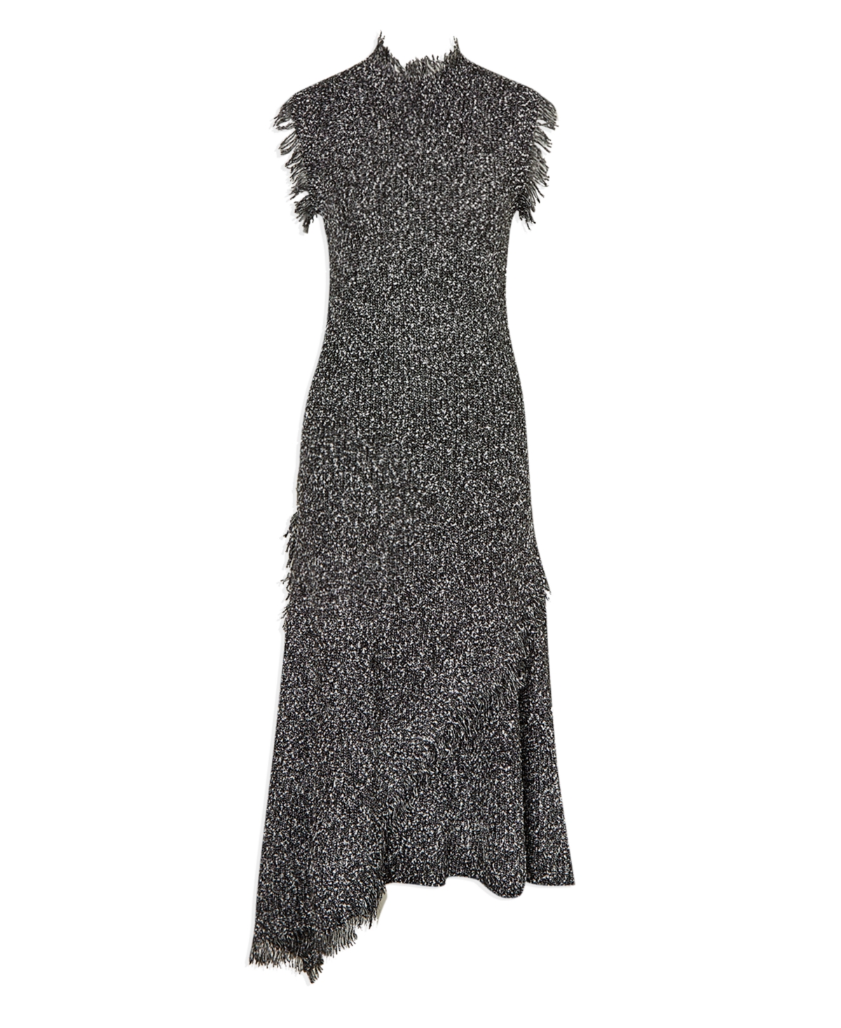Karen Millen Women's Tweed Yarn Fringe Trim Knitted Dress