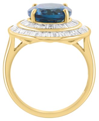 Diamond (1-1/20 ct. t.w.) and London Blue Topaz (6 ct. t.w.) Ring in 14k Yellow Gold