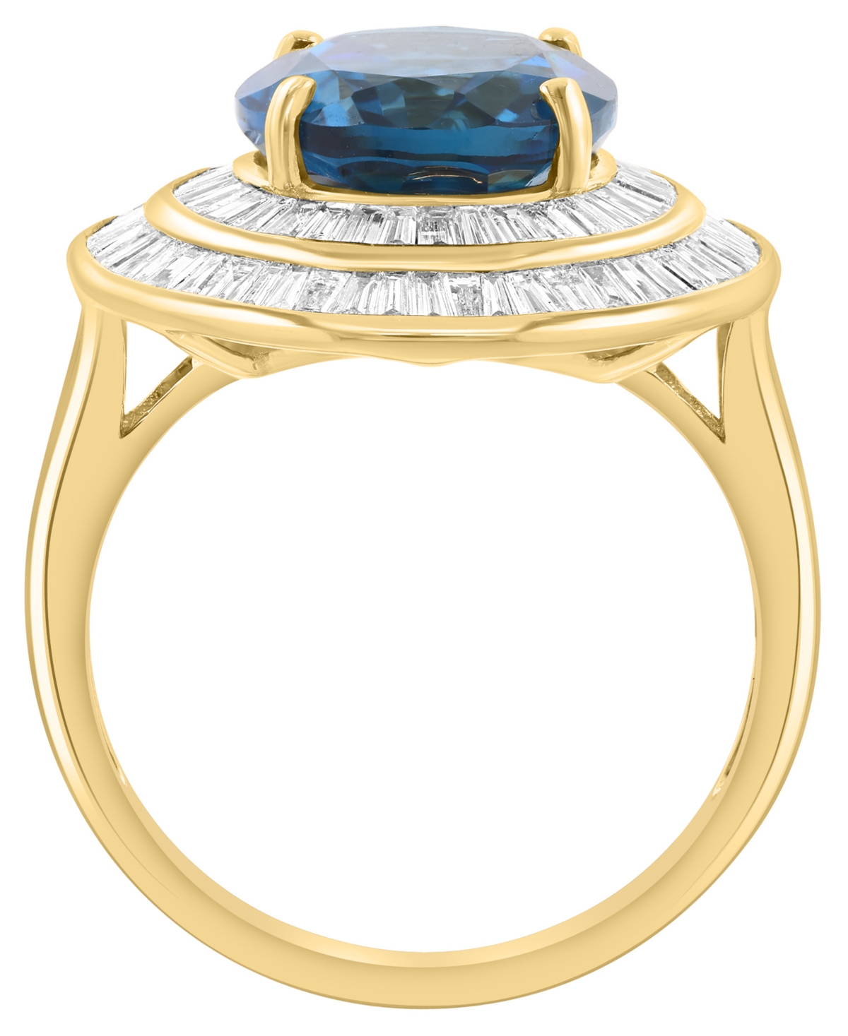 Effy Collection Diamond (1-1/20 ct. t.w.) and London Blue Topaz (6 ct. t.w.) Ring in 14K Yellow Gold