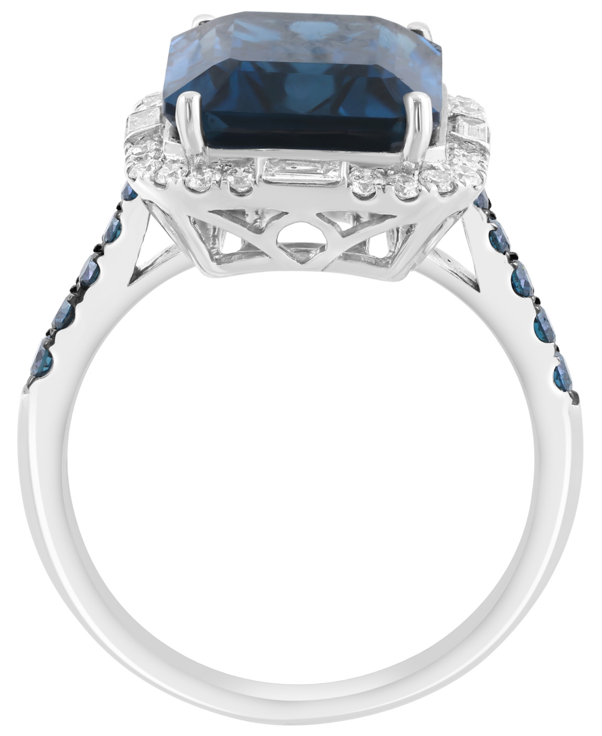 Effy Collection White And Blue Diamond (1/2 Ct. T.w.) And London Blue Topaz (6-5/8 Ct. T.w.) Ring In 14k White Gold In Blue