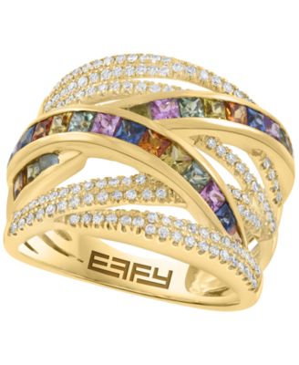 Diamond (3/8 ct. t.w.) and Gemstone (1-3/4 ct. t.w.) Ring in 14k Yellow Gold (also in Rose Gold and White Gold)