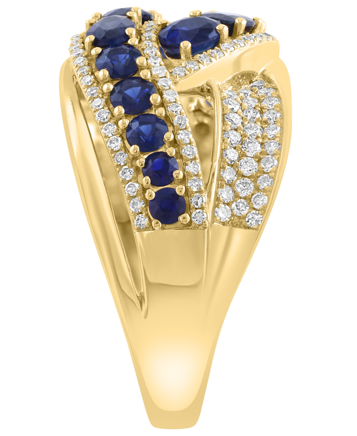 Effy Collection Diamond (1/2 Ct. T.w.) And Sapphire (2-1/20 Ct. T.w.) Ring In 14k Yellow Gold (also In Emerald And R In Blue