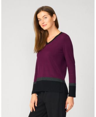 Women's Colorblock V-Neck Rib Tunic Sweater