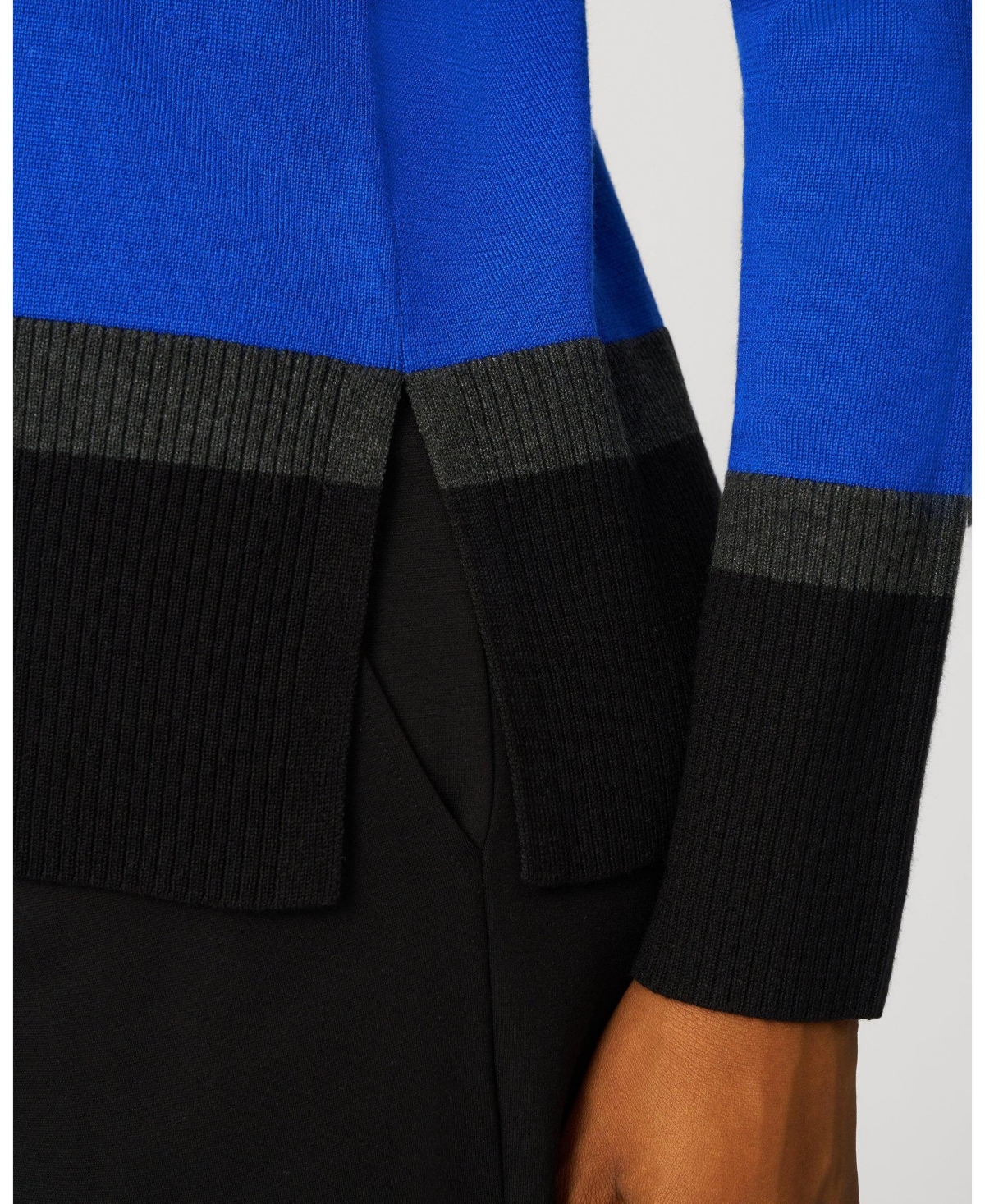 Cable & Gauge Women's Colorblock V-Neck Rib Tunic Sweater