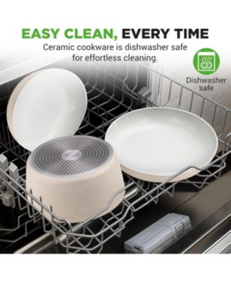 Ceramic Nonstick 18-Piece Cookware Set with Detachable Handles