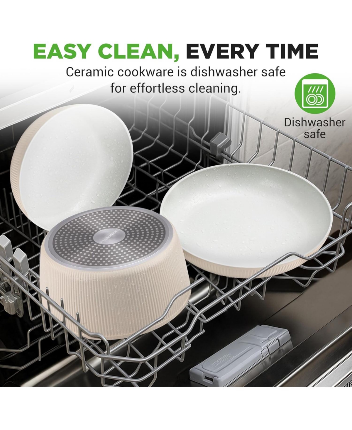 NutriChef 18-Piece Ceramic Nonstick Cookware Set with Detachable Handles NCCS18DTHCR