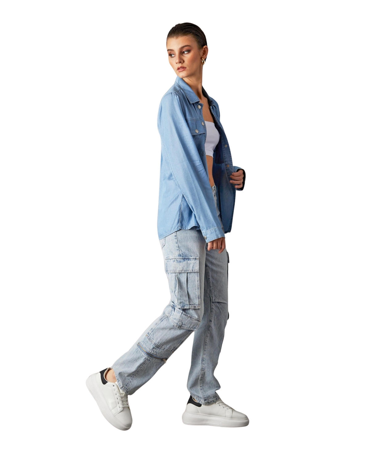 blue revival Women's Tencel Button-Down Shirt