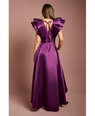 Women's Frill Sleeve V-Neck Midi Dress