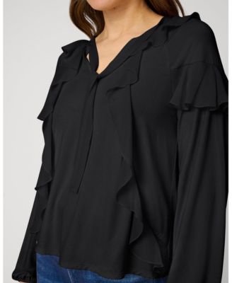 Women's Ruffle Tie Neck Romantic Blouse