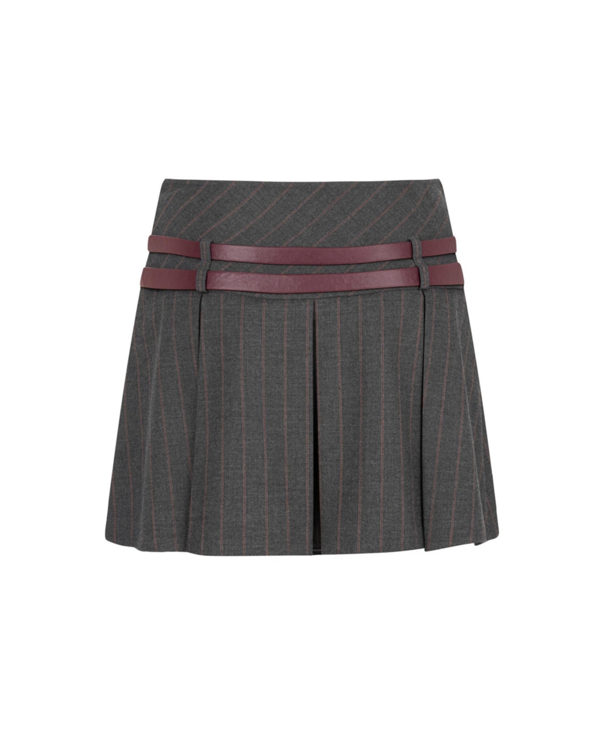 Nocturne Women's Double Belted Pleated Mini Skirt