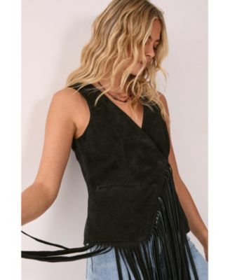 Women's Premium Suede Fringe Waistcoat