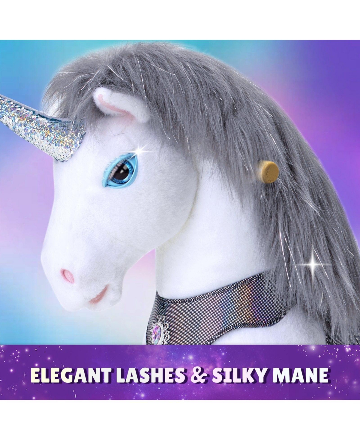 PonyCycle Model Y Grey Unicorn Rideable Toy for Age -4