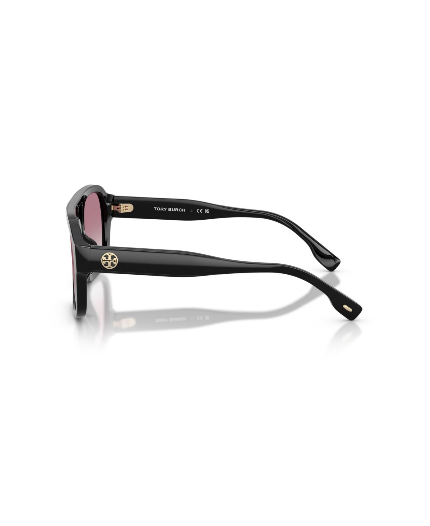 Женские солнцезащитные очки Tory Burch Pilot Sunglasses, TY7224U, цвет: Чёрный — фото 8