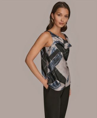 Women's Twist Shoulder Cowl Neck Sleeveless Camisole Top