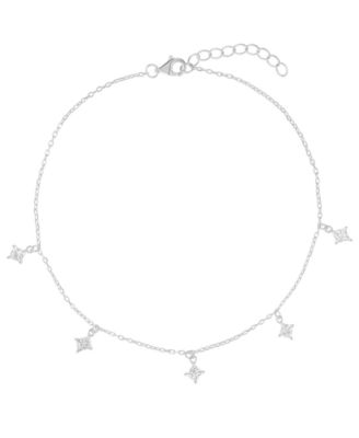 Macy's - Cubic Zirconia Princess Station Anklet (1.5 ct. t.w.) in Sterling Silver (also in 14K Gold Over Sterling Silver)