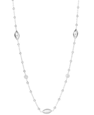 Macy's - Cubic Zirconia Beaded Necklace (0.40 ct. t.w.) in Sterling Silver