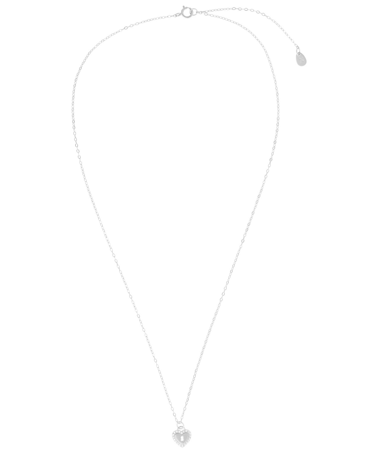 Macy's Cubic Zirconia Heart Key Pendant Necklace In (0.10 Ct. T.w.) In Sterling Silver (also In 14k Gold Ov In Silver