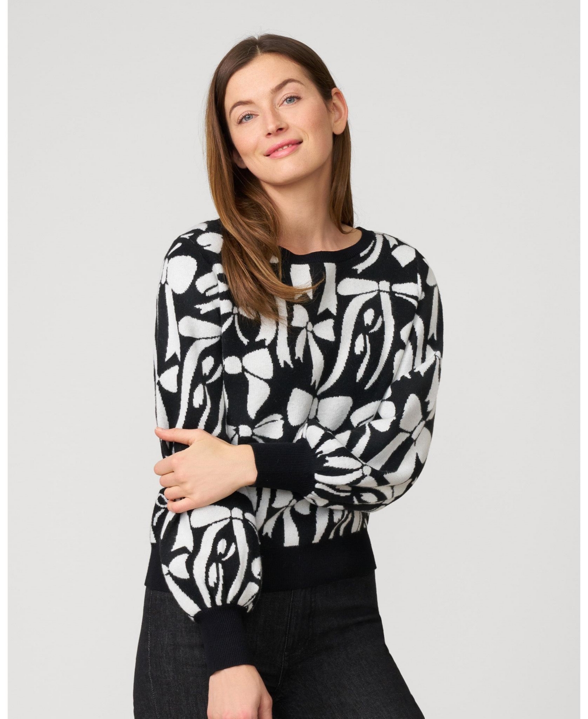 Cable & Gauge Women's Bow Boatneck Sweater
