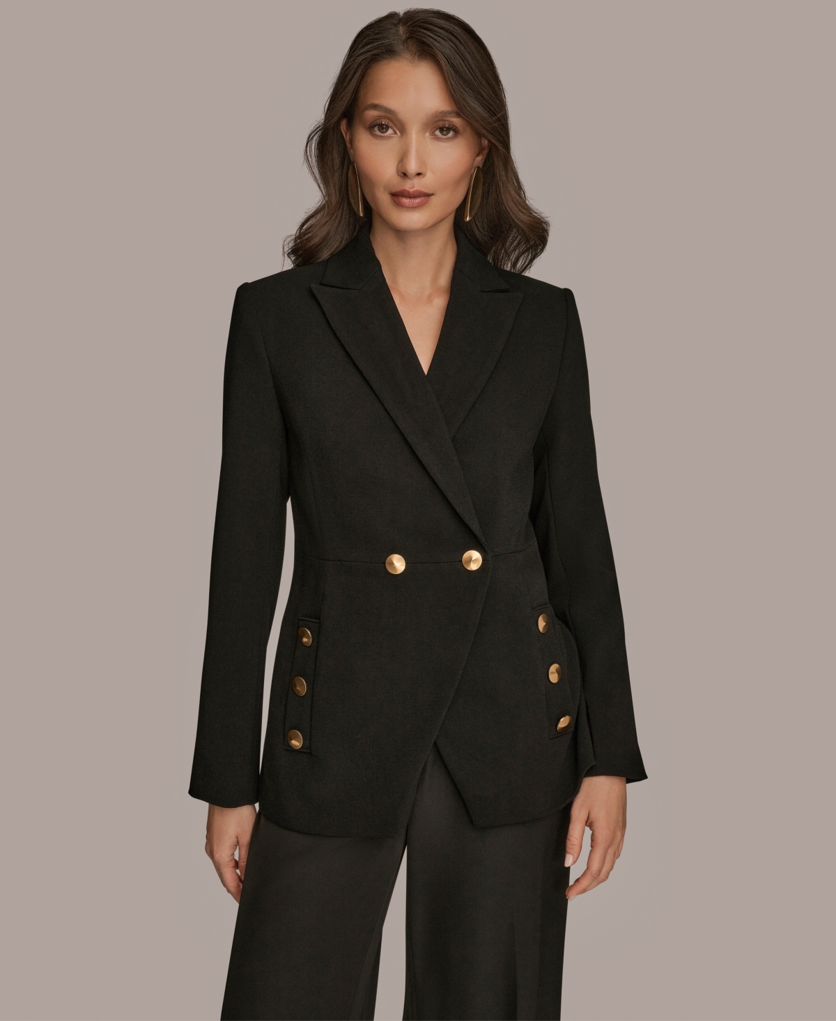 Donna Karan Women's Long Sleeve Double Breasted Blazer In Black
