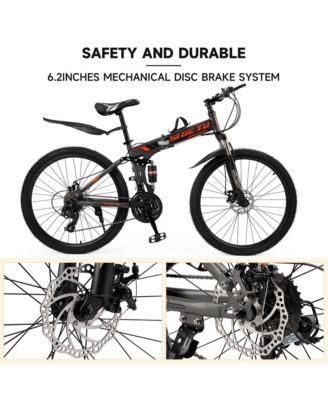 26-Inch 27-Speed Folding Mountain Bike for Adults with Suspension Fork, High-Carbon Steel Frame & Dual Disc Brakes
