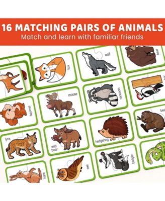 16 Pairs of Wood Animals - Memory Matching Games for 2-4 Ages
