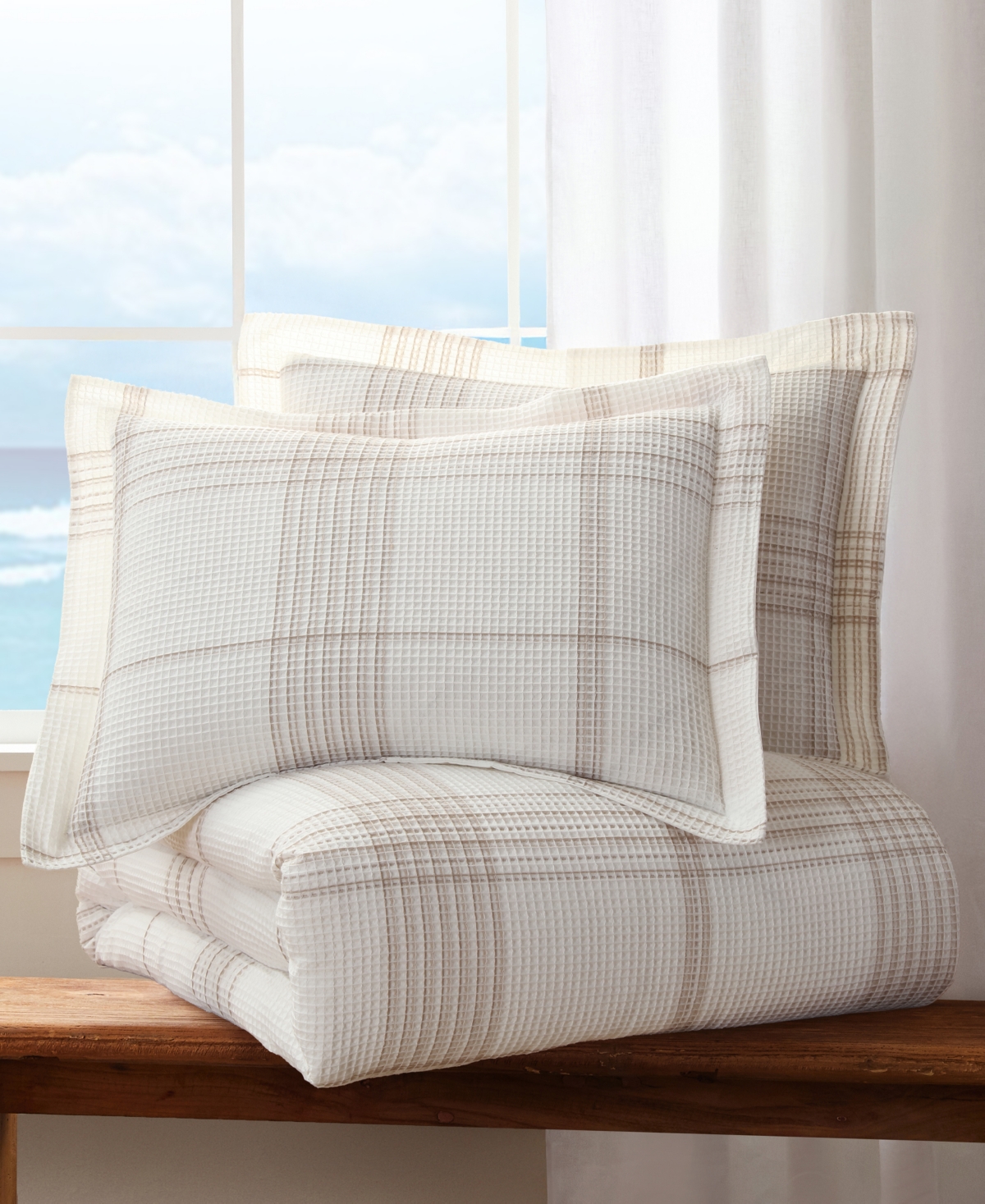 Levtex Home Waffle Plaid 3-pc. Comforter Set, King In Brown