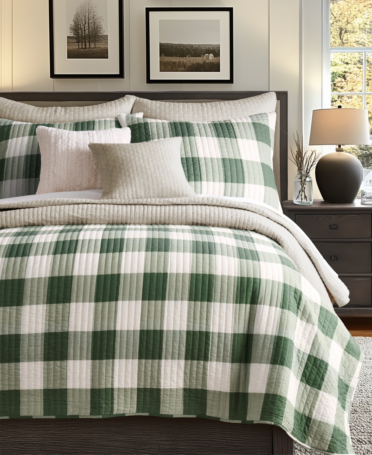 Levtex Camden Buffalo Check Reversible 3-pc. Quilt Set, Full/queen In Green