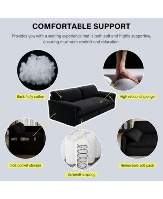 66" Queen Pull-Out Sofa Bed, Convertible 3-in-1 Velvet Sleeper Couch with Storage Pocket for Living Room or Guest Room