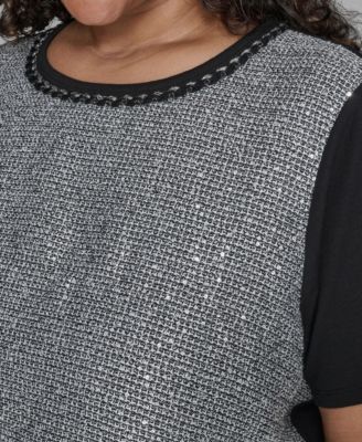 Plus Size Tweed Short Sleeve Top