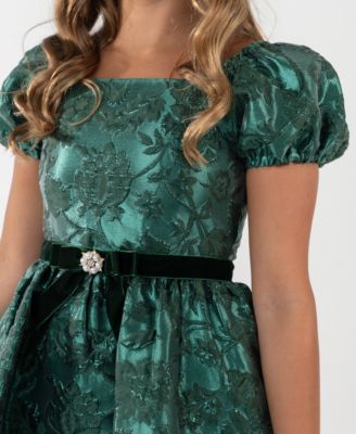 Girls' 7-16 Brocade Puff-Sleeve Dress