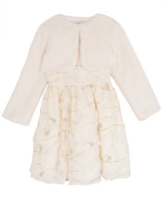 Girls' 7-16 Round Neck Dress and jacket, 2-Piece Set