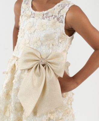 Girls' 2T-6X 3D Flower Round Neck Dress