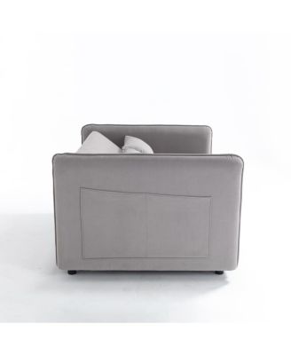 55" Velvet Sleeper Sofa Bed, Small Pull-Out Loveseat Sofa with Reclining Backrest, Side Pocket & Pillows for Small Spaces-Maison Boucle