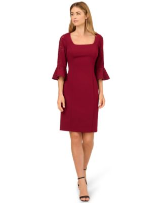 Adrianna Papell - Women's Novelty Knit Bell Sleeve Short Dress