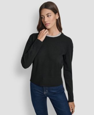 Petite Embellished Trim Sweater Top 