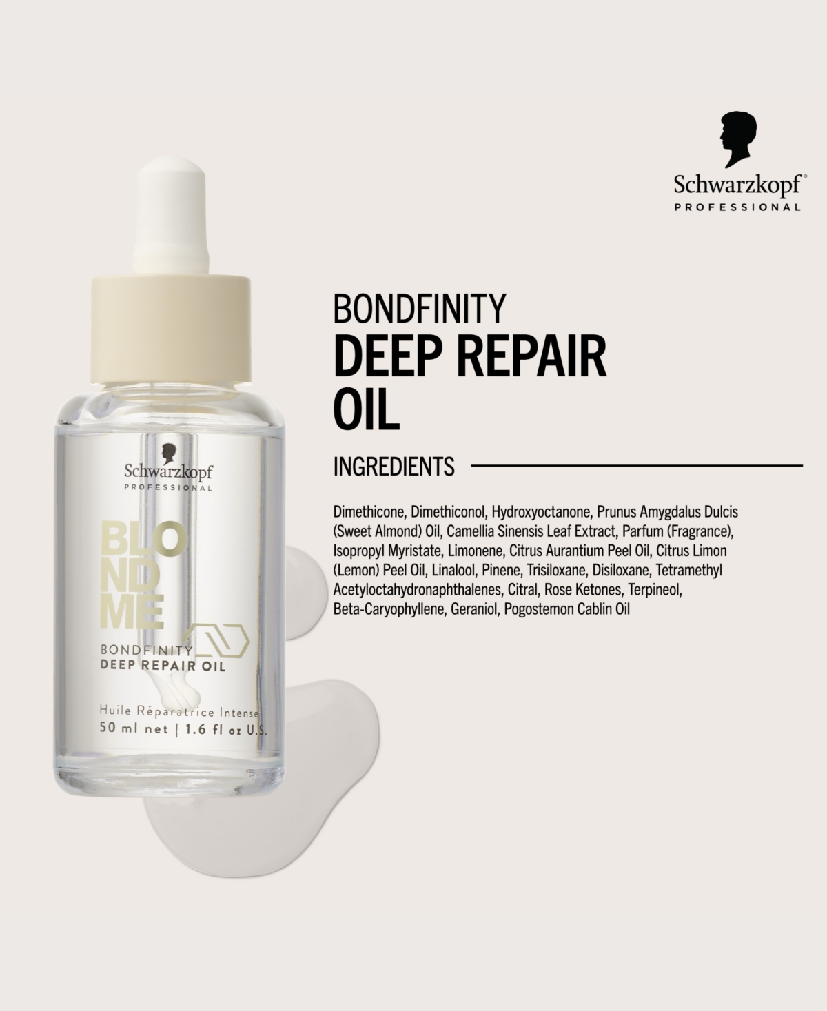 Schwarzkopf Blondme Bondfinity Deep Repair Oil, 1.6 Oz. In Transparent